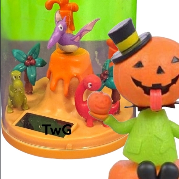 Greenbrier International Inc. Other - Set of 2 Solar Powered Dancing Halloween Pumpkin & Dinosaur in clear plastic